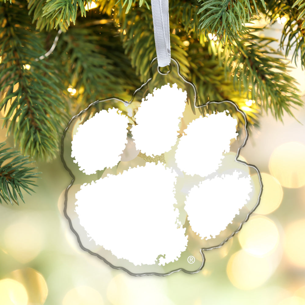 Clemson Tigers - Paw Mark White Ornament & Bag Tag