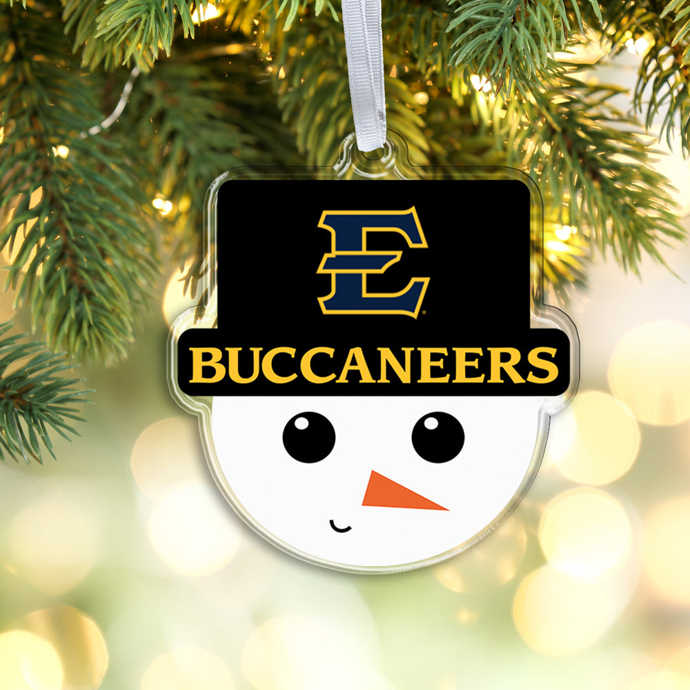 ETSU Bucs - ETSU Snowman Head Double-Sided Ornament