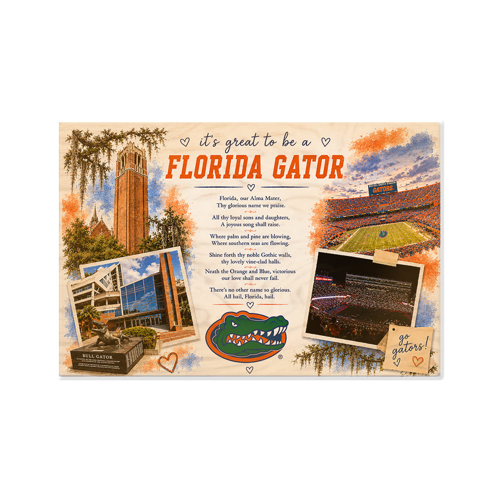 Florida Gators - It's Great to be a Florida Gator Alma Mater - College Wall Art #Hanging Canvas