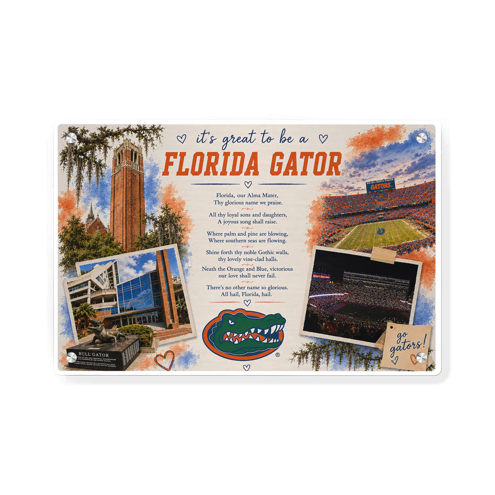 Florida Gators - It's Great to be a Florida Gator Alma Mater - College Wall Art #Metal