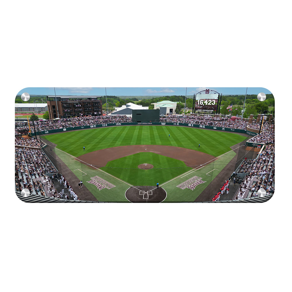 Mississippi State Bulldogs - NCAA Baseball Attendance Record Mississippi State Panoramic - College Wall Art #Metal