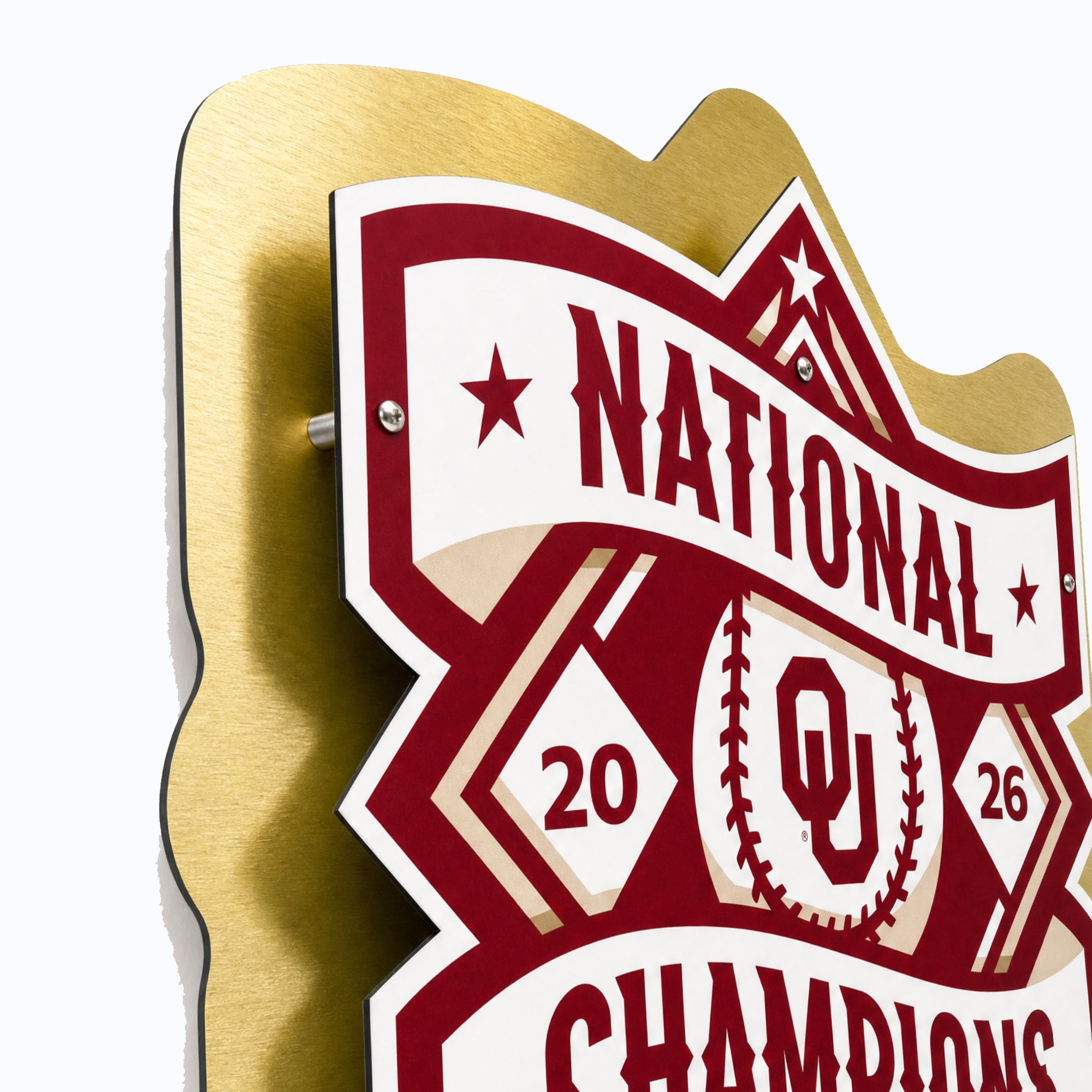 Oklahoma Sooners - Baseball National Champions Logo Two Layer Metal Dimensional Wall Art