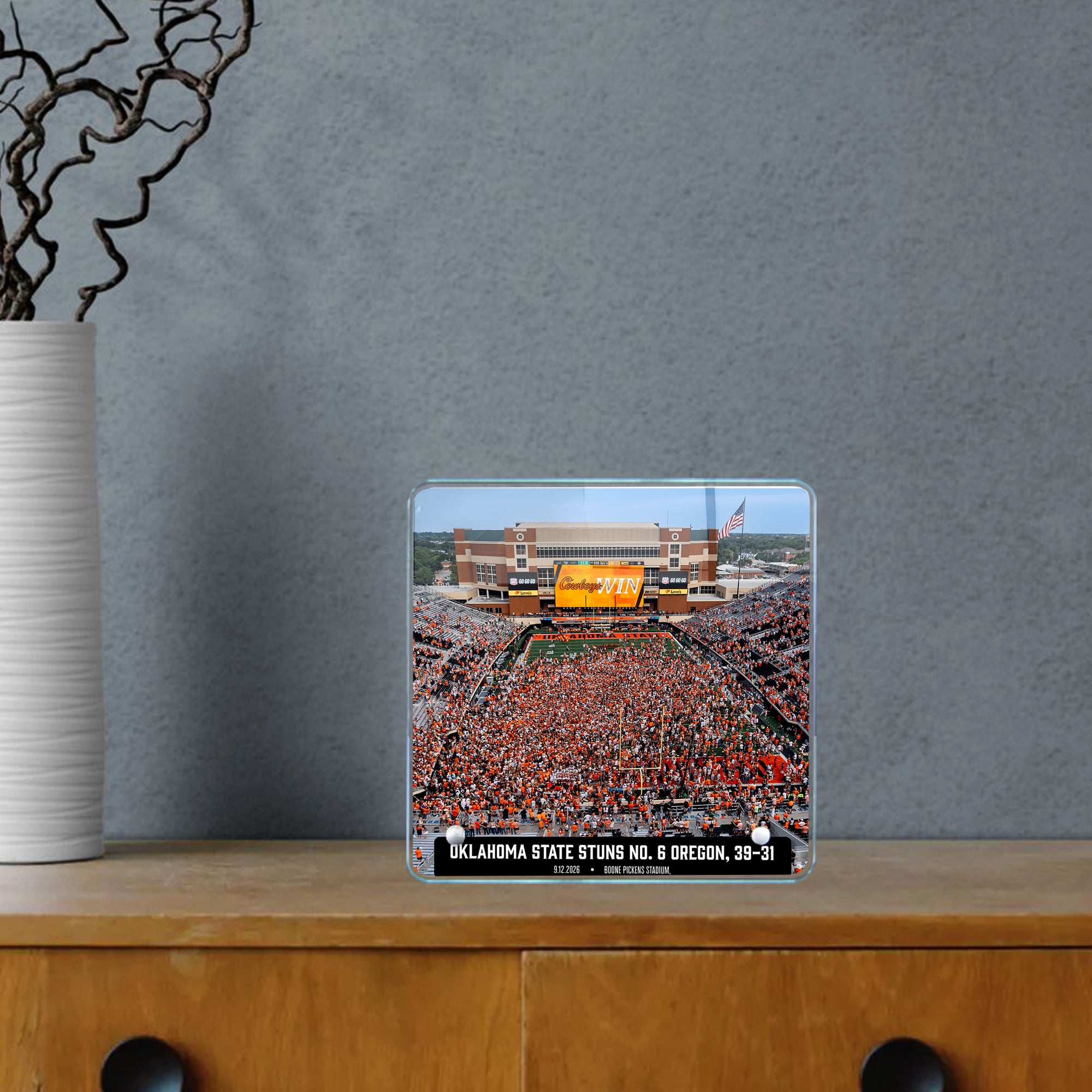 Oklahoma State Cowboys - Oklahoma State Stuns No. 6 Oregon Storms the Field - College Wall Art #Acrylic Mini