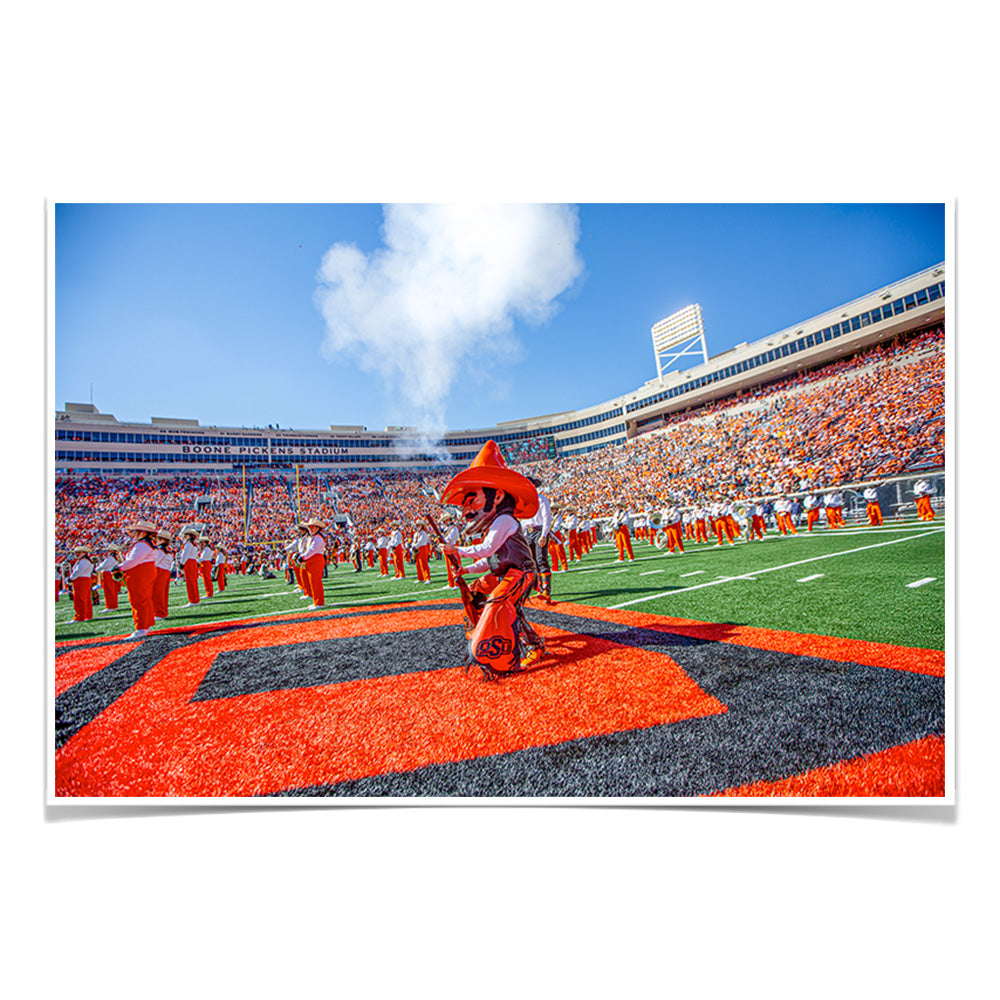 Oklahoma State Cowboys - Pistol Pete on the 50 - College Wall Art #Photo Poster