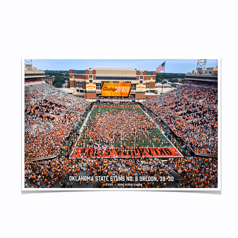 Oklahoma State Cowboys - Oklahoma State Stuns No. 6 Oregon - College Wall Art #Photo Poster