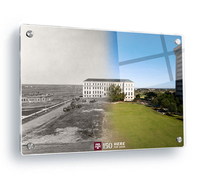 Texas A&M Aggies - Sesquicentennial Jack K. Williams Administration Building Then and Now