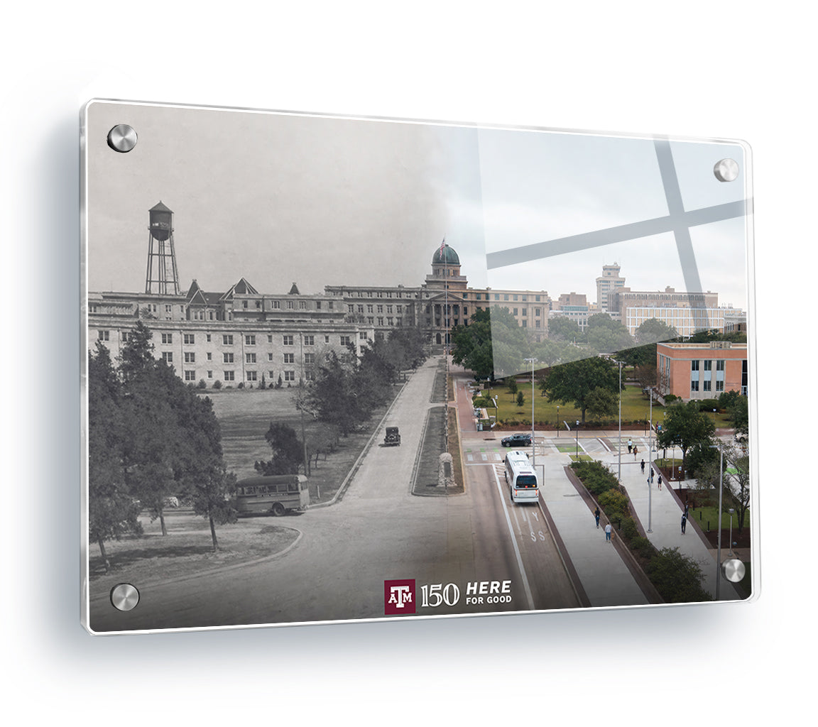 Texas A&M Aggies - Sesquicentennial Old Main and the Academic Building Then and Now