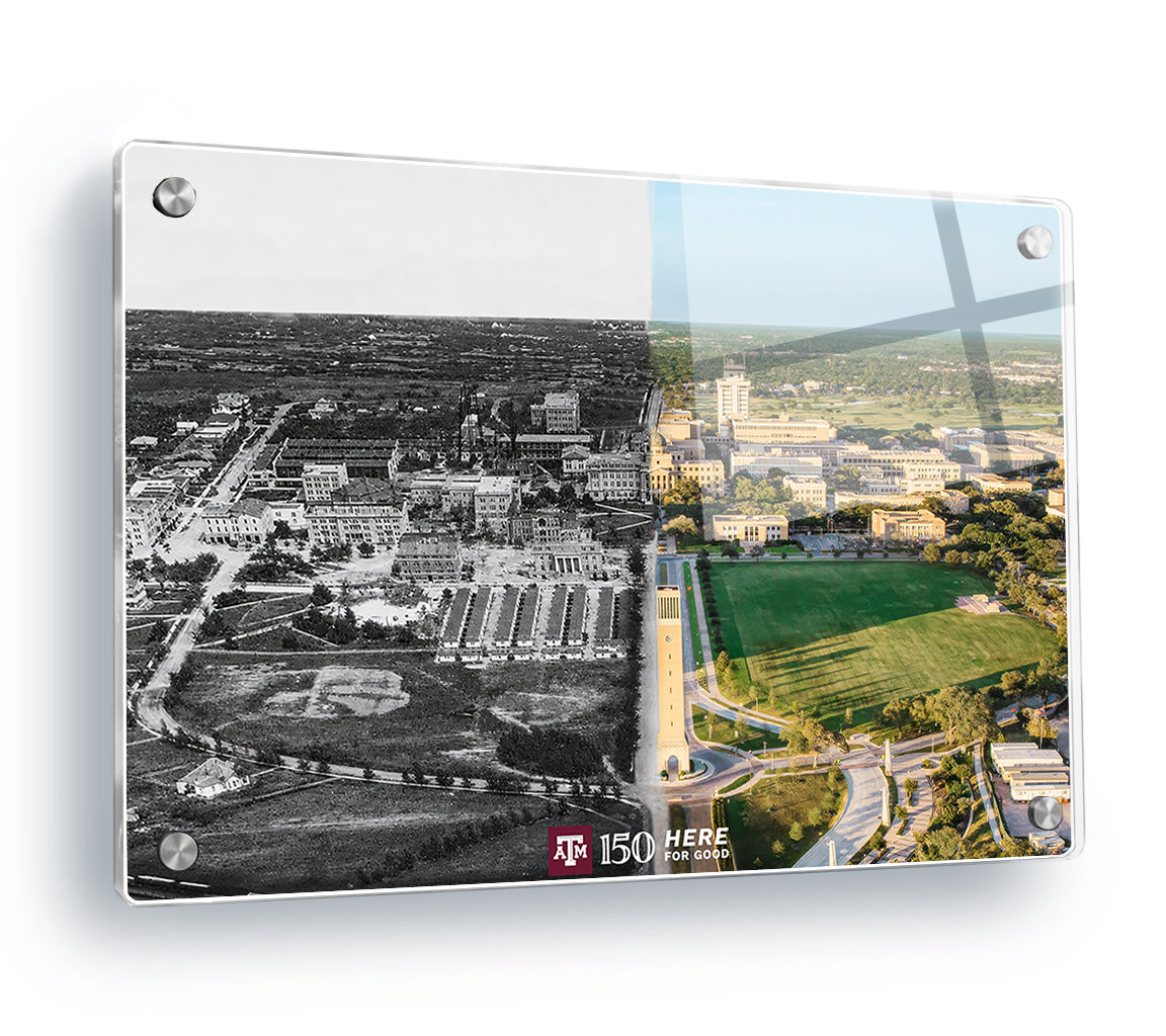 Texas A&M Aggies - Sesquicentennial Campus Entrance Then and Now