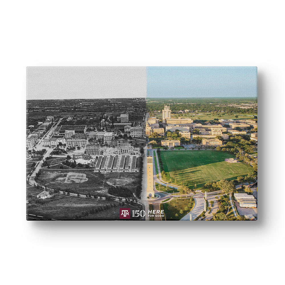 Texas A&M Aggies - Sesquicentennial Campus Entrance Then and Now