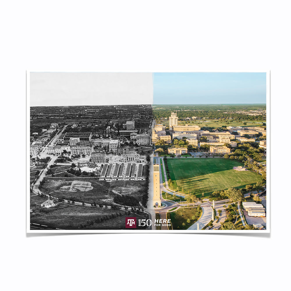 Texas A&M Aggies - Sesquicentennial Campus Entrance Then and Now