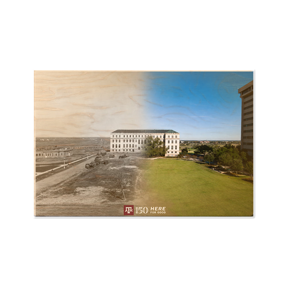 Texas A&M Aggies - Sesquicentennial Jack K. Williams Administration Building Then and Now