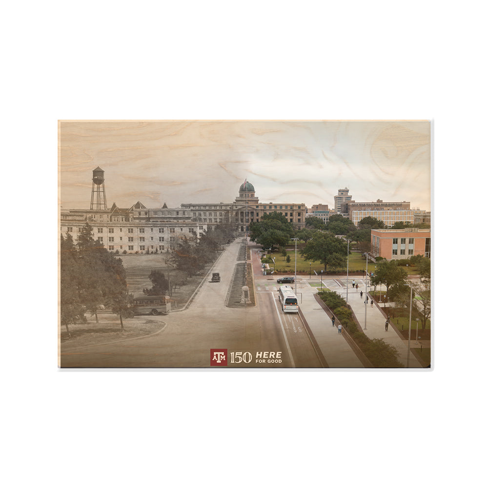 Texas A&M Aggies - Sesquicentennial Old Main and the Academic Building Then and Now