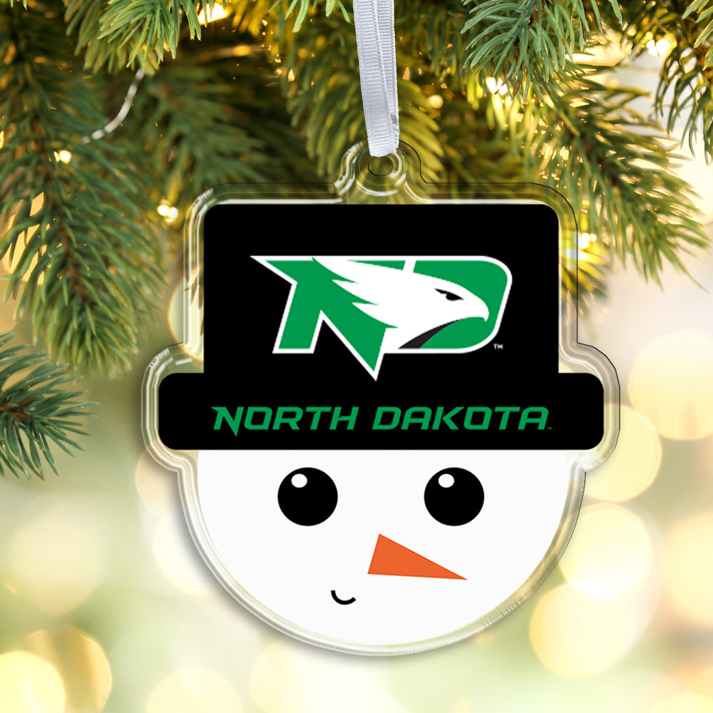 North Dakota Fighting Hawks - North Dakota Snowman Head Double-Sided Ornament
