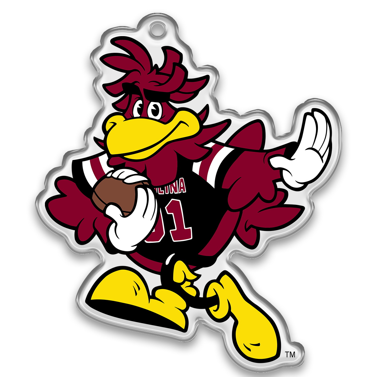 South Carolina Gamecocks - Cocky Mascot Football Ornament & Bag Tag