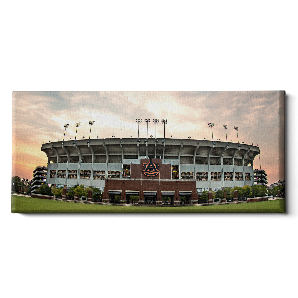 Auburn Tigers - Sunset at Jordan-Hare Panoramic - College Wall Art #Canvas