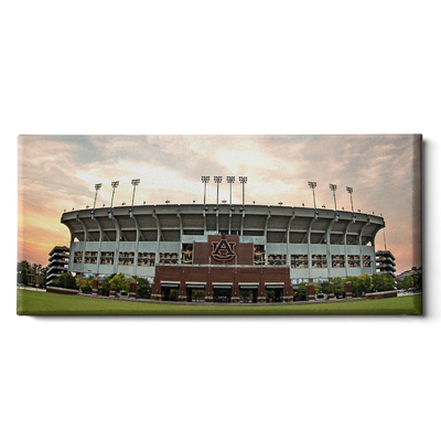 Auburn Tigers - Sunset at Jordan-Hare Panoramic - College Wall Art #Canvas