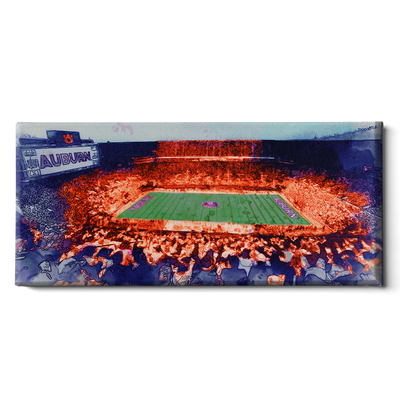 Auburn Tigers - Jordan-Hare Retro Watercolor - College Wall Art #Canvas