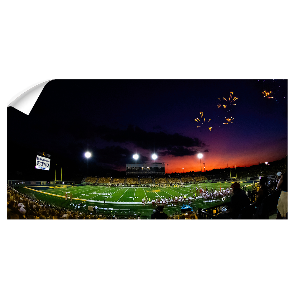 ETSU - Sunset Touchdown Panoramic - College Wall Art#Wall Decal