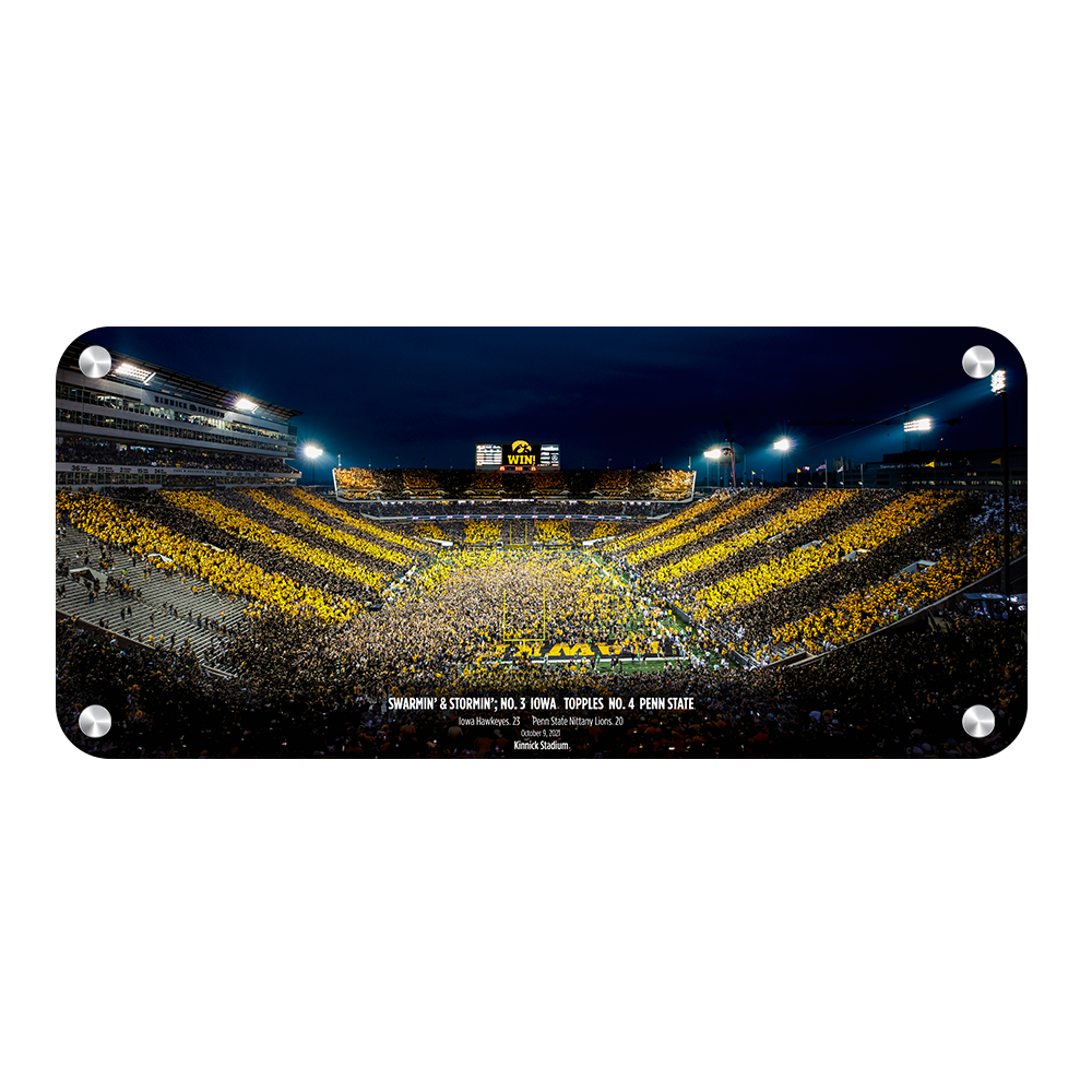 Iowa Hawkeyes - Swarmin' & Stormin' No. 3 Iowa Topples No 4 Penn State - College Wall Art #Metal