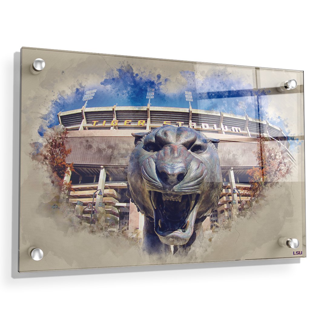 LSU Tigers - LSU Tiger Watercolor - College Wall Art #Acrylic