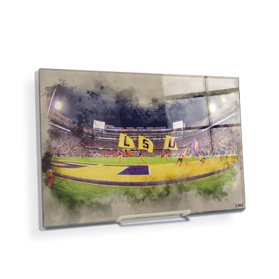 LSU Tigers - Tiger Stadium Watercolor - College Wall Art #Acrylic Mini