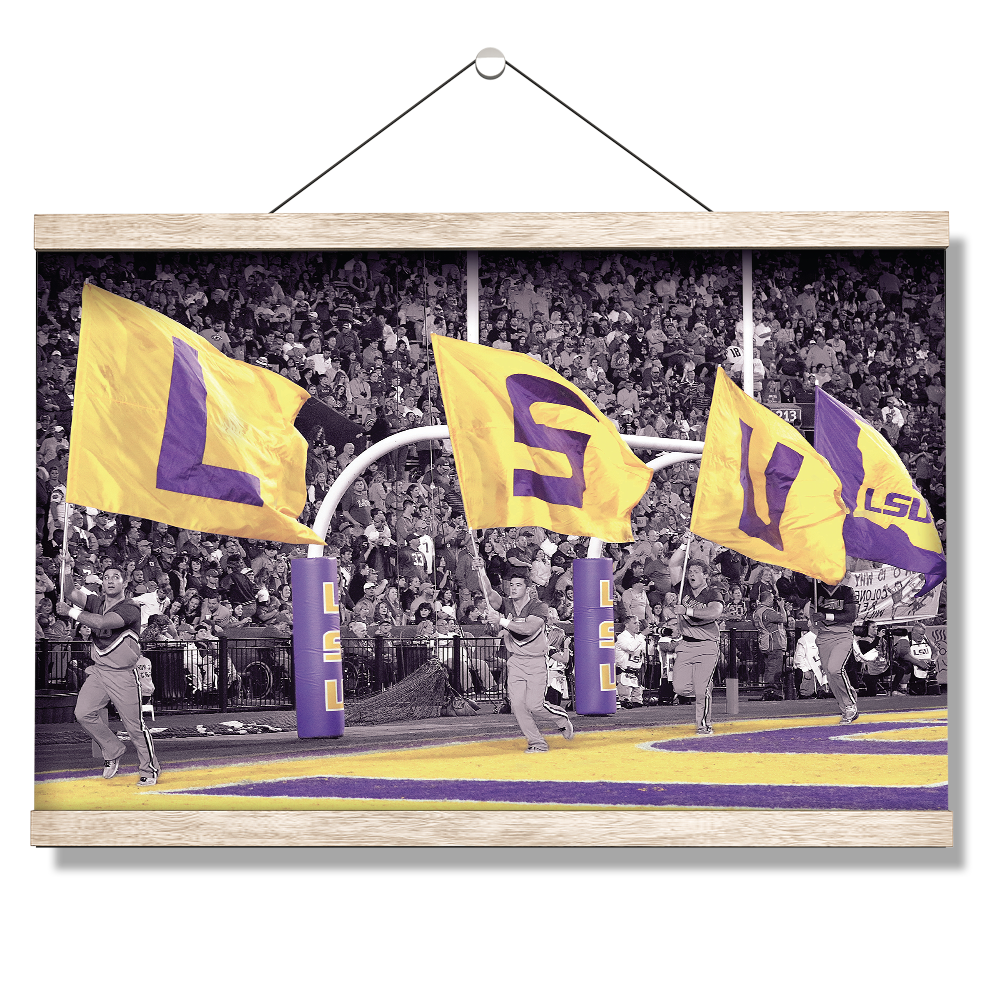 LSU Tigers - LSU Touchdown Flags - College Wall Art #Hanging Canvas