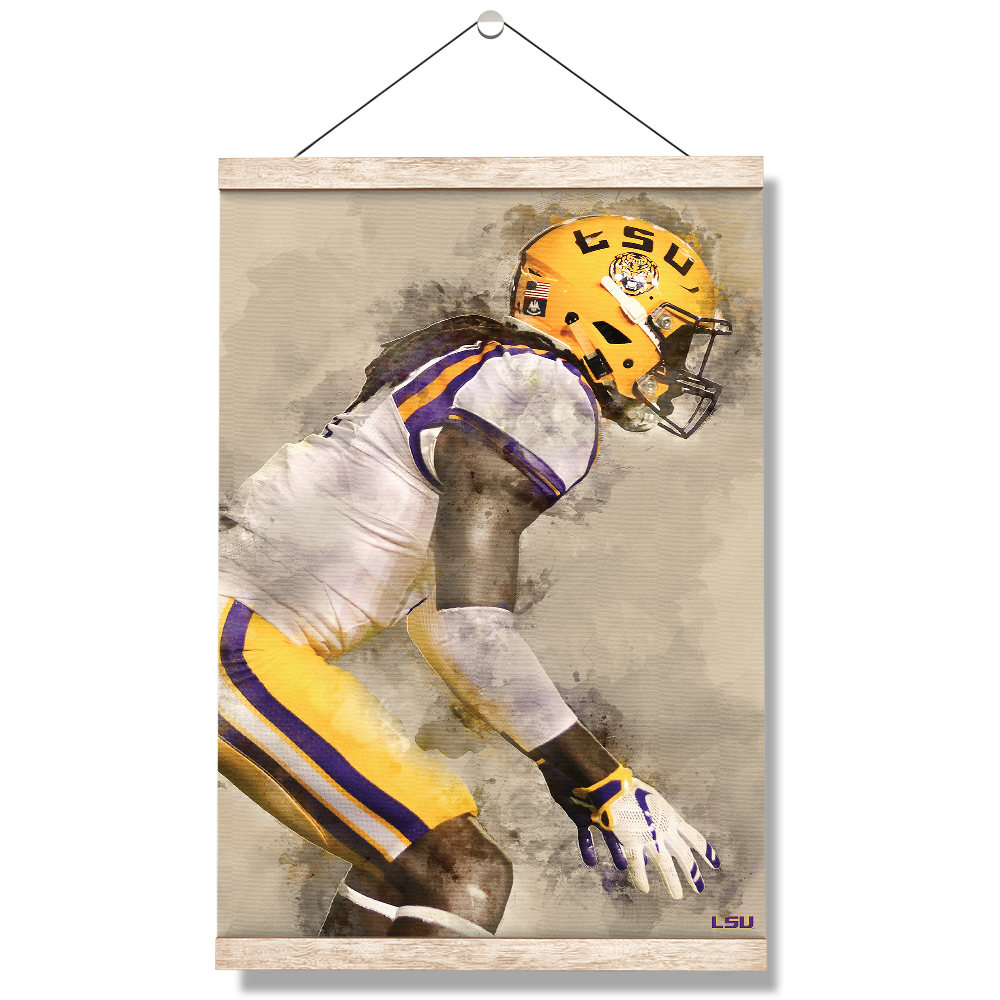 LSU Tigers - LSU Defense Watercolor - College Wall Art #Hanging Canvas