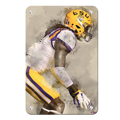 LSU Tigers - LSU Defense Watercolor - College Wall Art #Metal