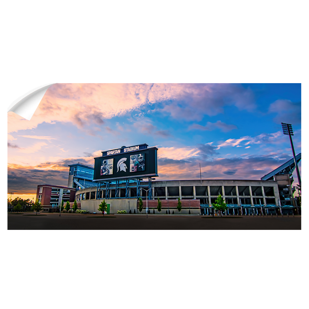 Michigan State - Sunset Spartan Stadium Panoramic - College Wall Art #Wall Decal