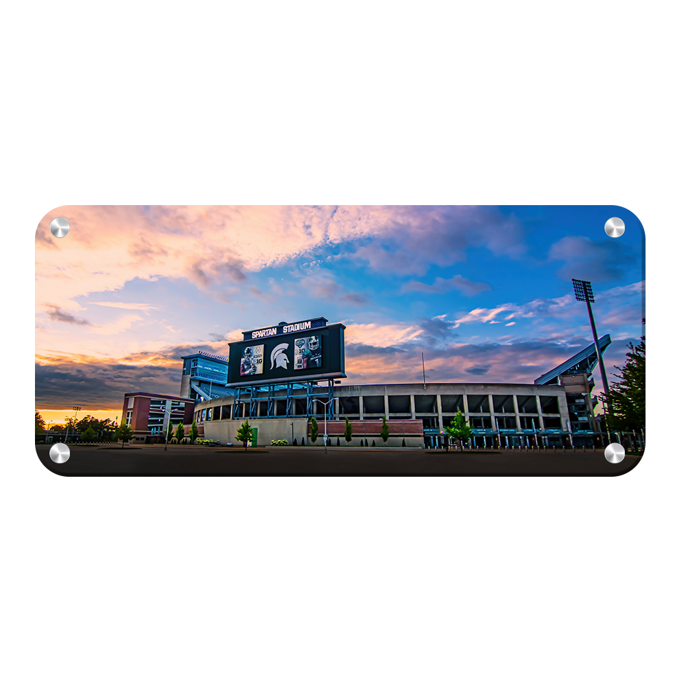 Michigan State - Sunset Spartan Stadium Panoramic - College Wall Art #Metal