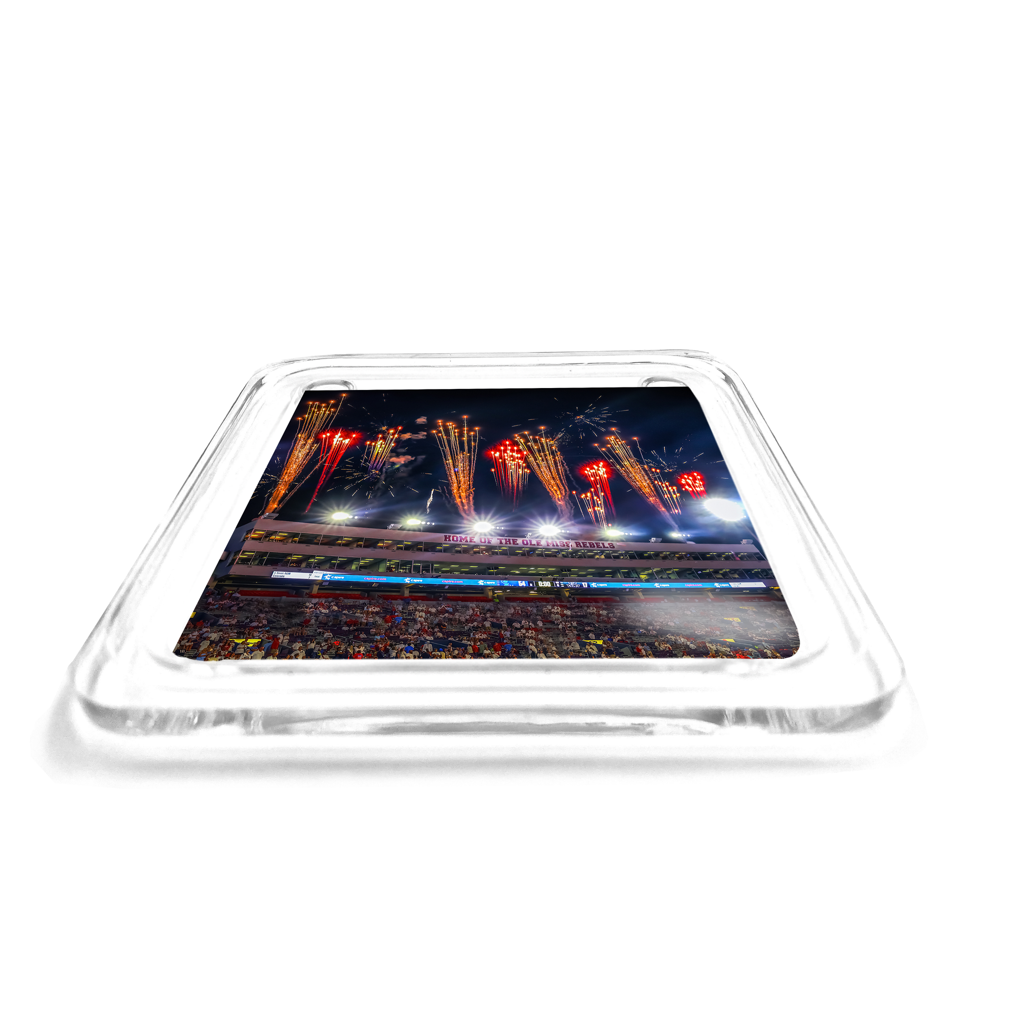 Ole Miss Rebels - Fireworks over Vaught-Hemmingway Drink Coaster