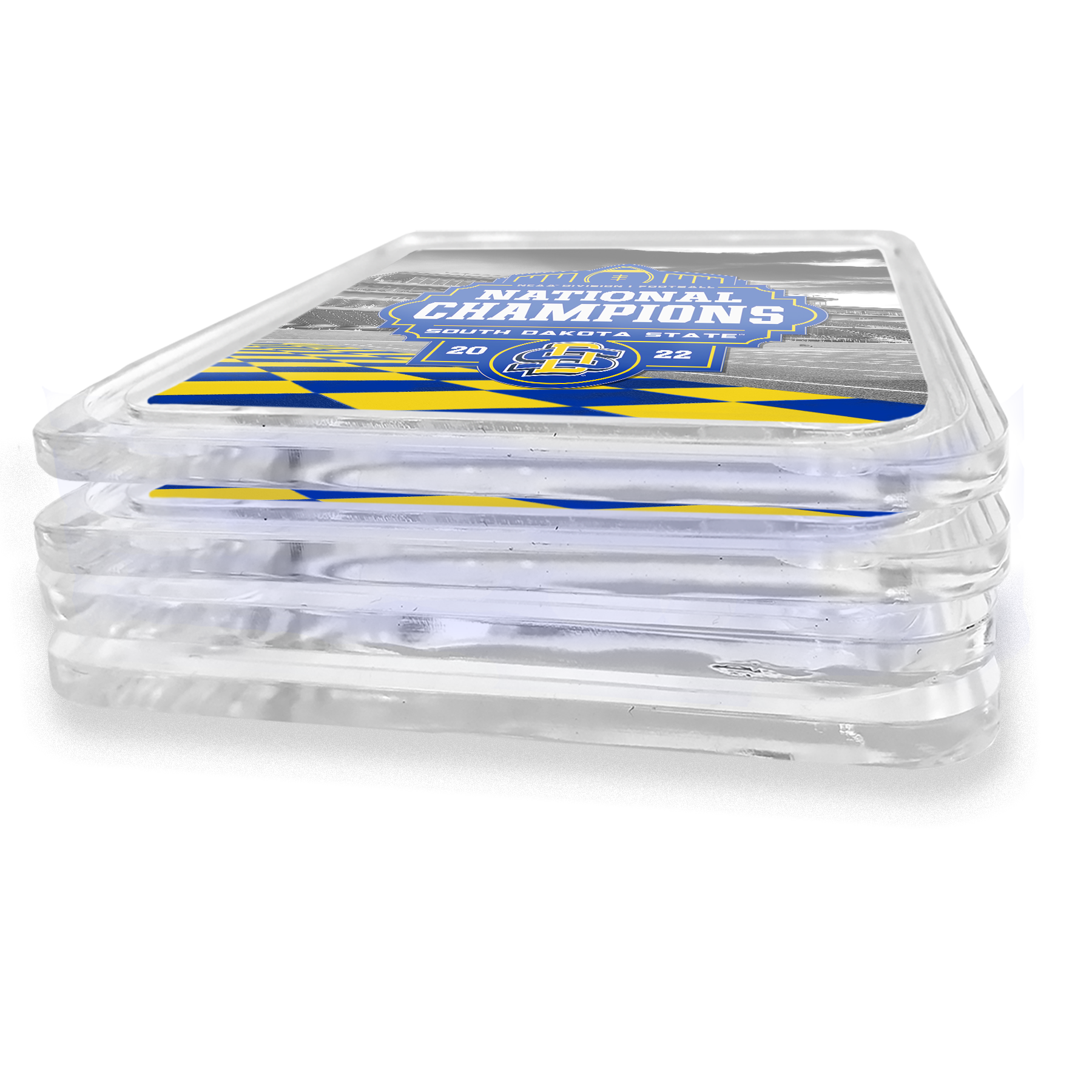 South Dakota State Jackrabbits - SDSU National Champions Checkerboard End Zone Drink Coaster