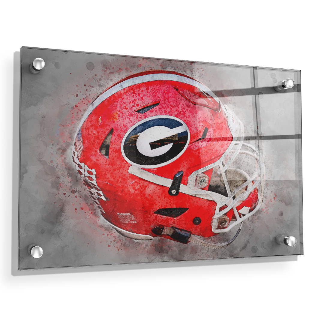 Georgia Bulldogs - Georgia Helmet Fine Art - College Wall Art #Canvas