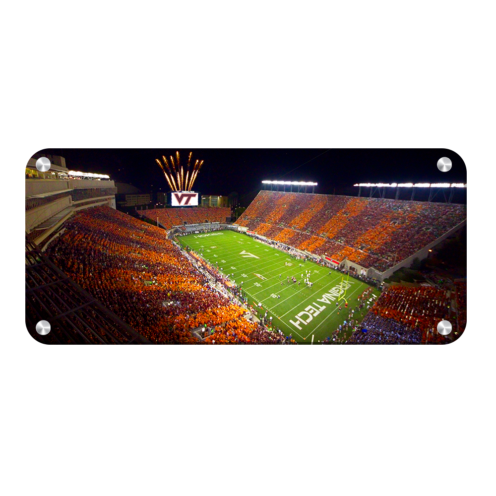 Virginia Tech Hokies - Aerial Striped Lane Stadium Pano - College Wall Art #Metal