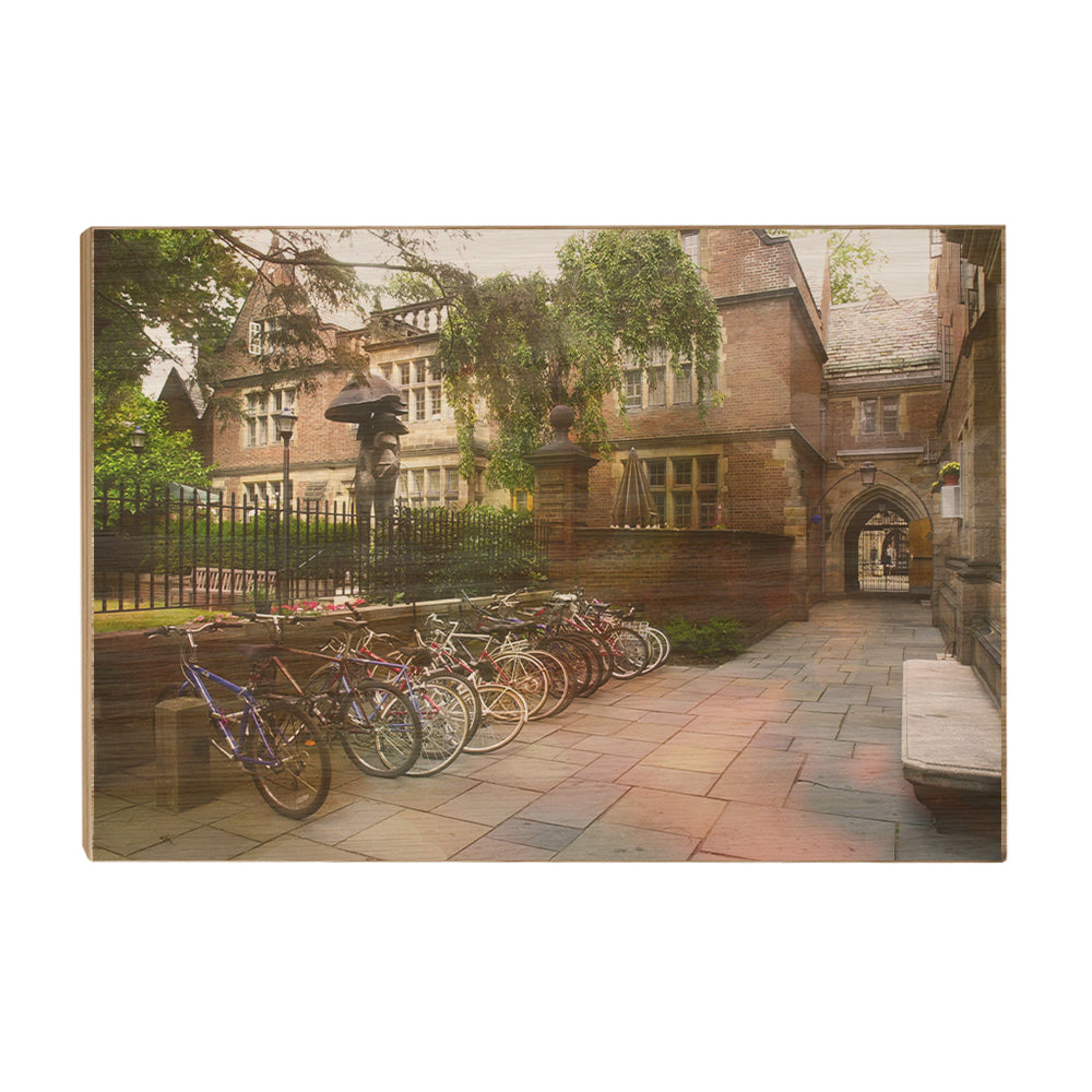 Yale Bulldogs - Bikes on Campus - College Wall Art #Wood