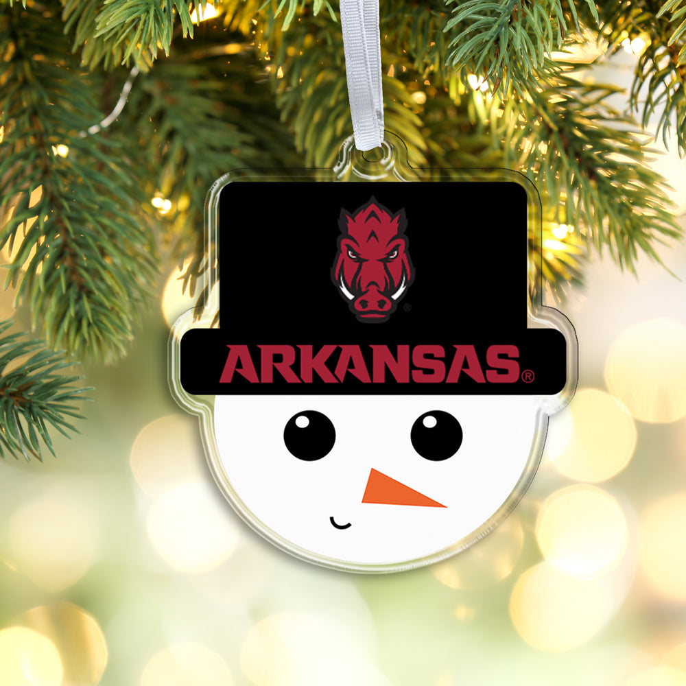 Arkansas Razorbacks - Arkansas Snowman Head Double-Sided Ornament