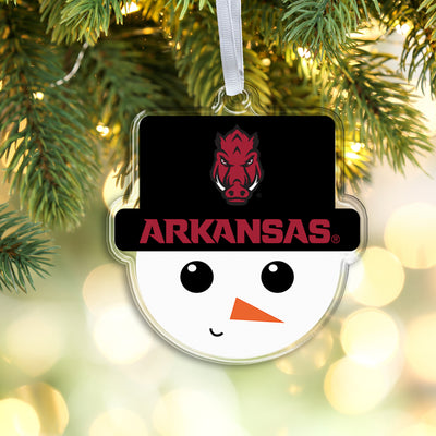 Arkansas Razorbacks - Arkansas Snowman Head Double-Sided Ornament