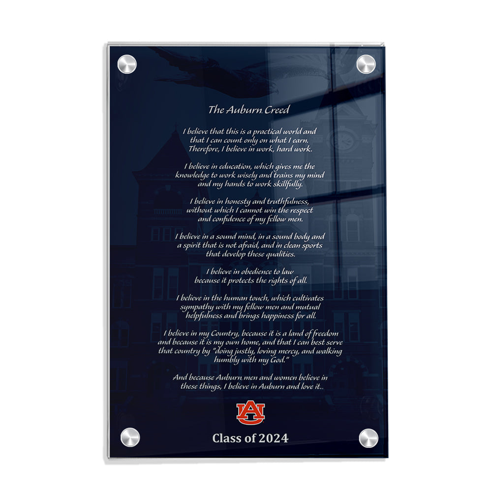 Auburn Tigers - Auburn Creed Class of 2024 - College Wall Art #Canvas