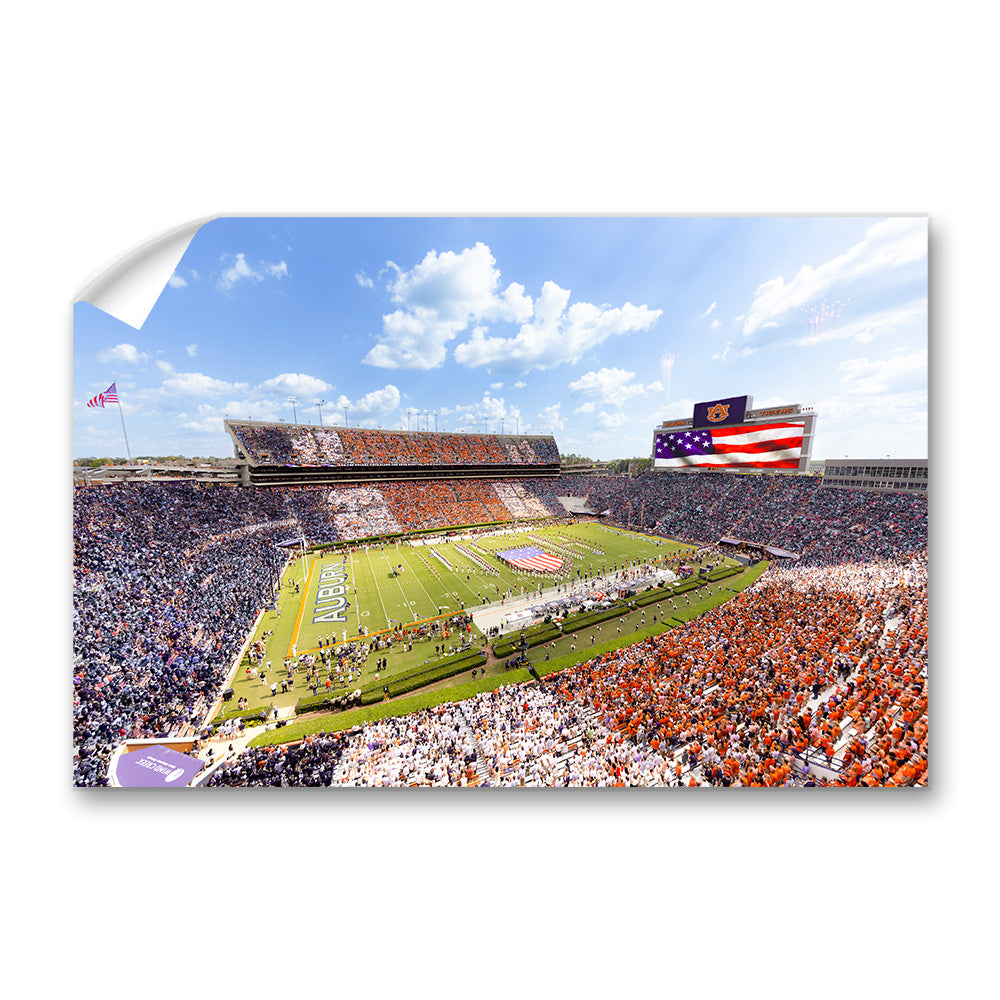 Auburn Tigers - Stars and Stripes in Jordan Hare Stadium - College Wall Art #Canvas