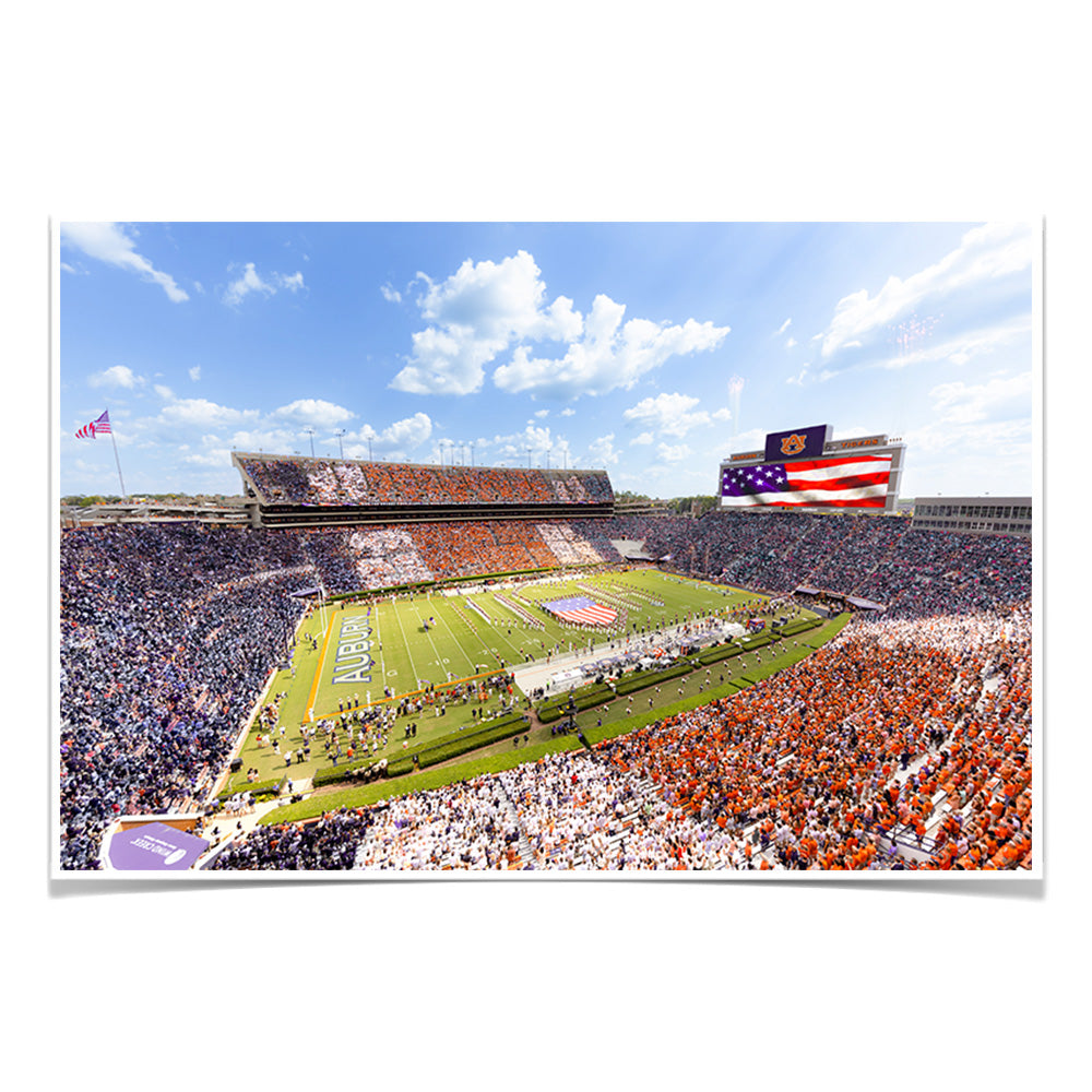 Auburn Tigers - Stars and Stripes in Jordan Hare Stadium - College Wall Art #Canvas