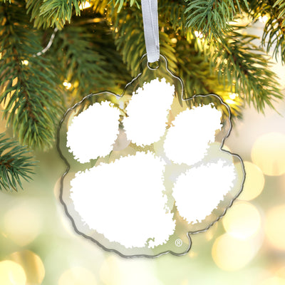 Clemson Tigers - Paw Mark White Ornament & Bag Tag