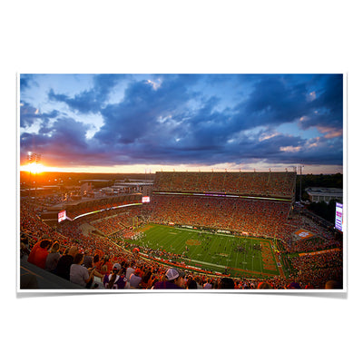 Clemson Tigers - Sunset Over Memorial Stadium - 
College Wall Art #Poster