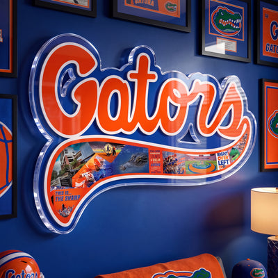 Florida Gators - Florida Script Collage Single Layer Dimensional Acrylic