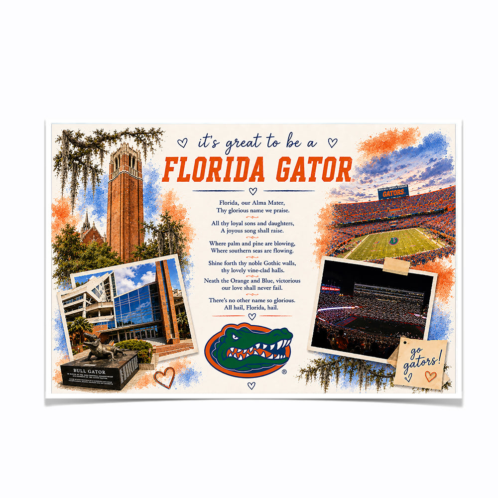 Florida Gators - It's Great to be a Florida Gator Alma Mater - College Wall Art #Canvas