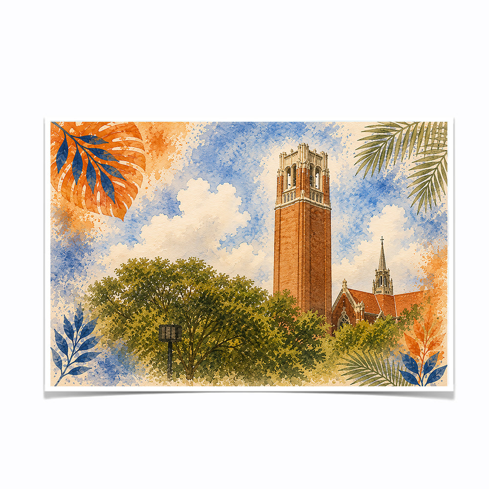 Florida Gators - Tropical Century Tower - College Wall Art #Canvas