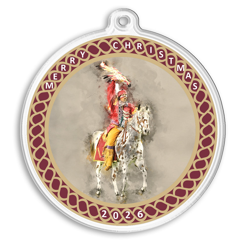 Florida State Seminoles - Osceola Watercolor Christmas 2026 Ornament