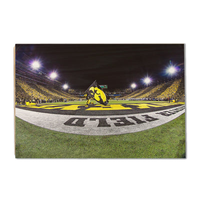 Iowa Hawkeyes - Herky in the End Zone - College Wall Art #Wood