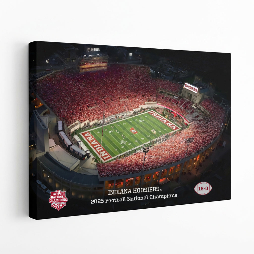 Indiana Hoosiers - Indiana Hoosiers 2025 Football National Champions Memorial Stadium Gallery Wrapped Canvas - College Wall Art #Canvas