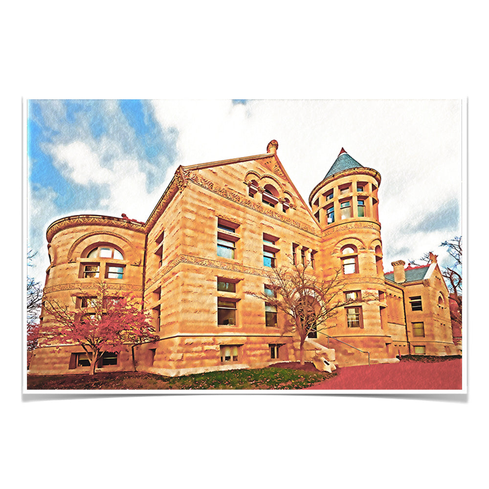 Indiana Hoosiers - Maxwell Hall Watercolor - College Wall Art #Canvas