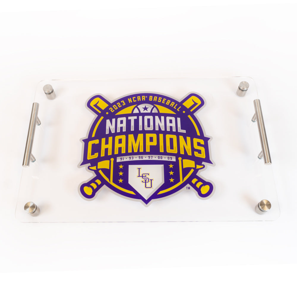 LSU-Tigers-LSU-National-Baseball-Champions-Logo-Charcuterie-Tray-College-Wall-Art  - College Wall Art